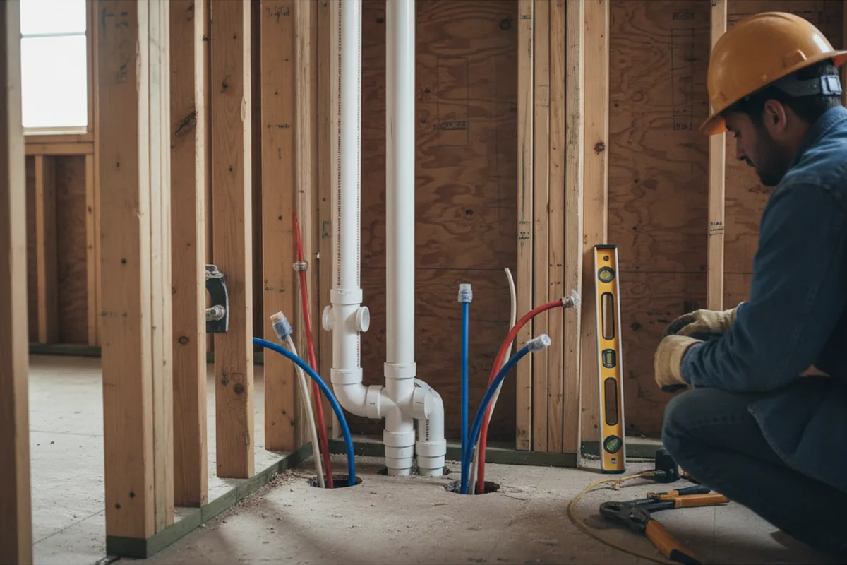 Drain and supply rough-in during Garbage Disposal Repair in Port Leyden