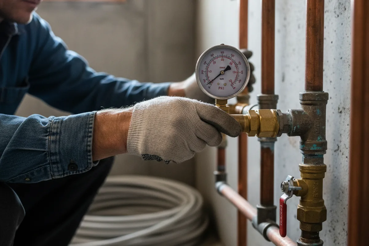 Pressure testing a repaired line during Water Line Repair in Port Leyden